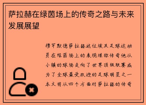 萨拉赫在绿茵场上的传奇之路与未来发展展望
